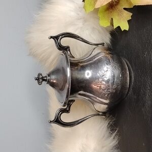 Elegant Silver Sugar Bowl with Ornate Handles